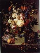 unknow artist, Floral, beautiful classical still life of flowers.055